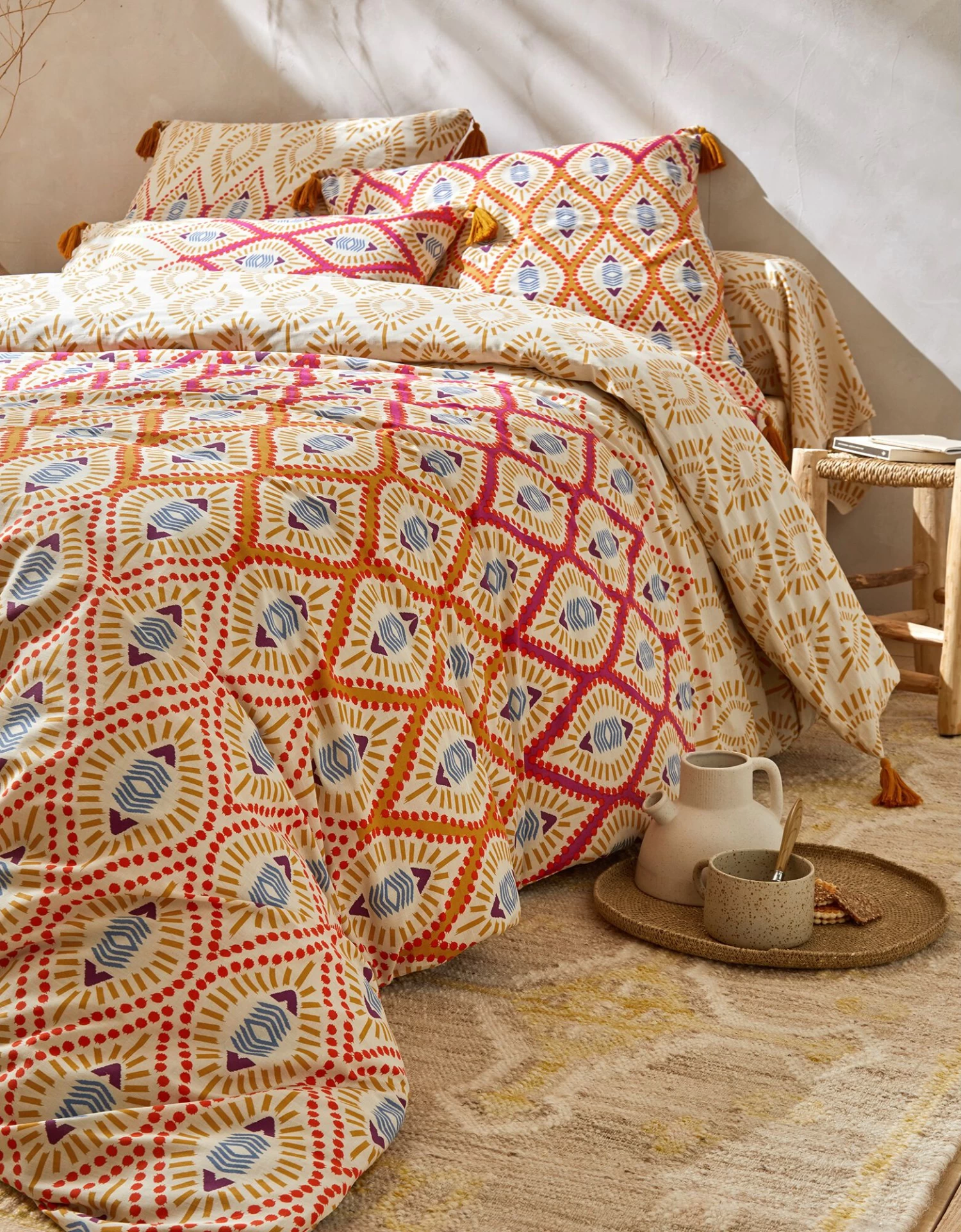 Linge De Lit Lina En Coton Imprimé Finition Pompons – Image 2