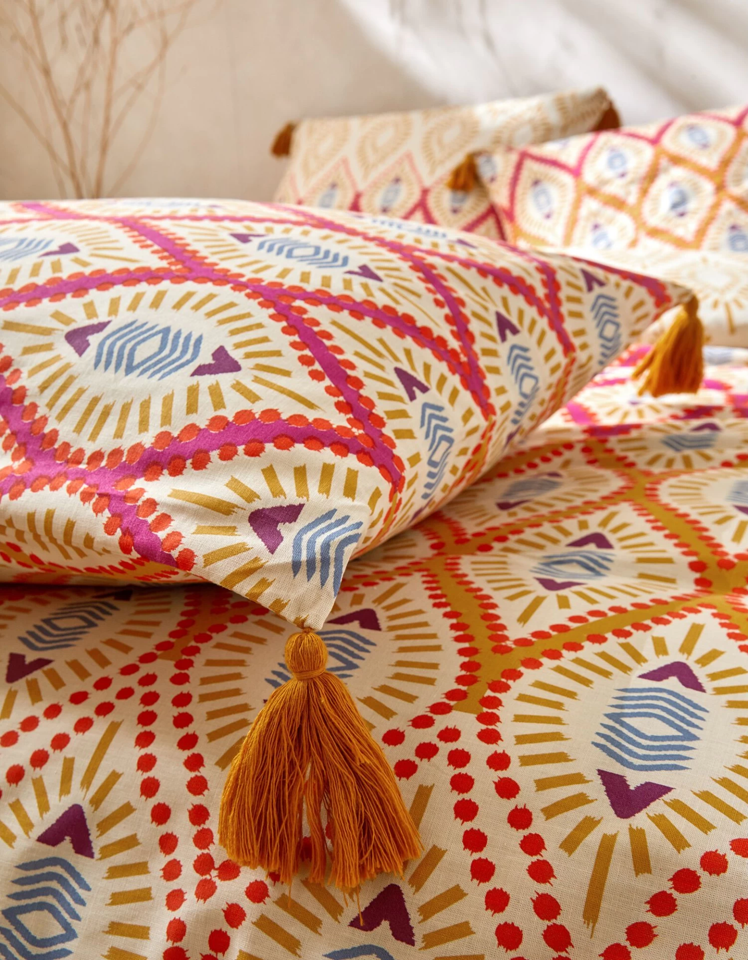 Linge De Lit Lina En Coton Imprimé Finition Pompons – Image 7