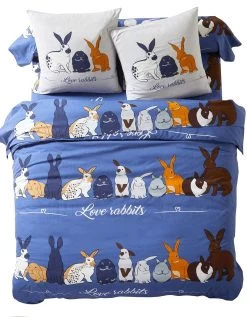Linge De Lit Rabbit En Coton Imprimé Lapins
