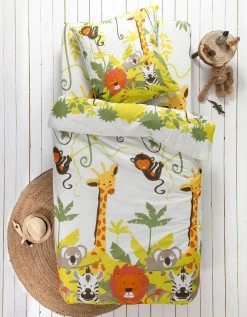 Linge De Lit Enfant Jungle Imprimé Animaux 1 Personne - Coton
