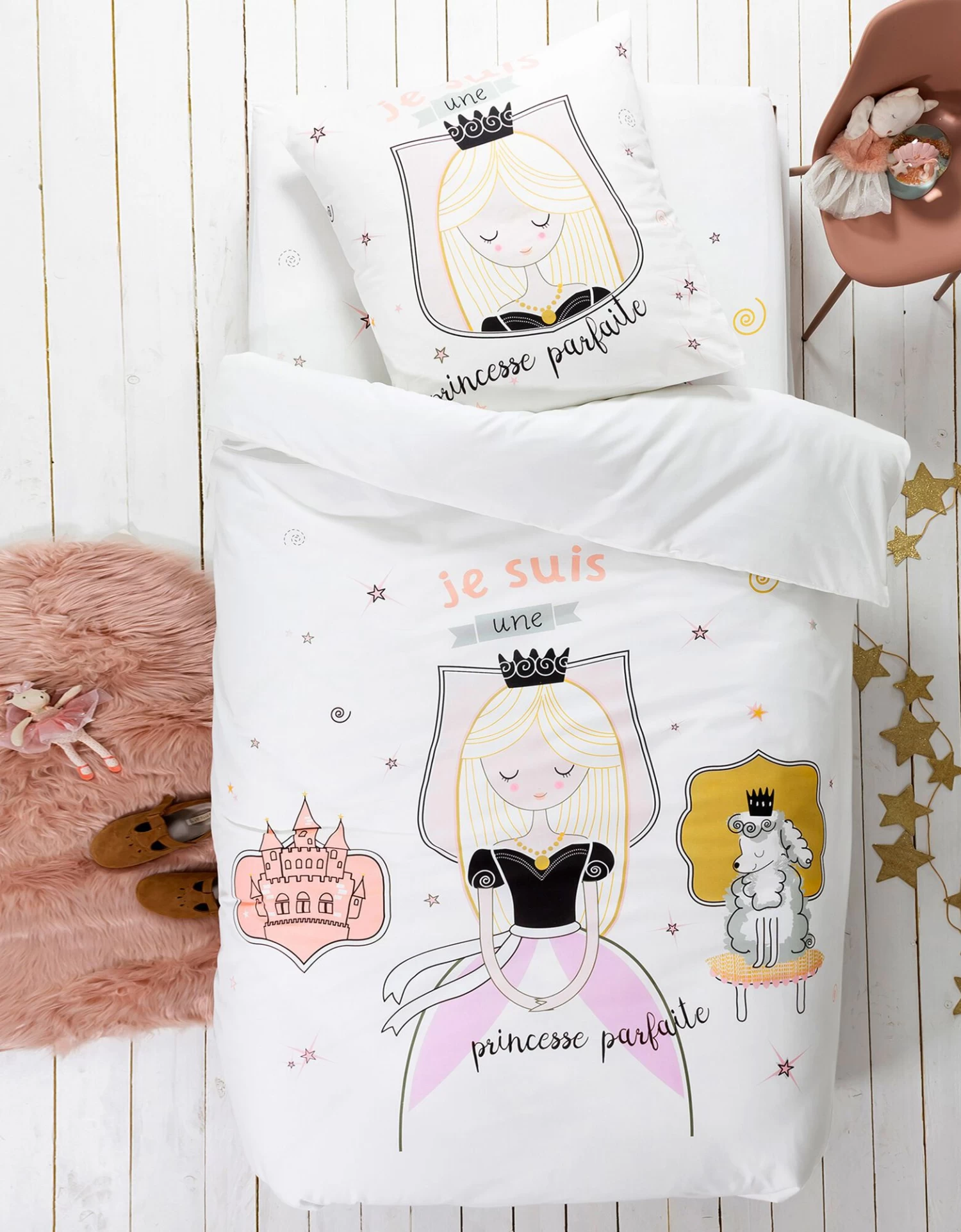 Linge De Lit Enfant Blanche Imprimé 1 Personne - Coton