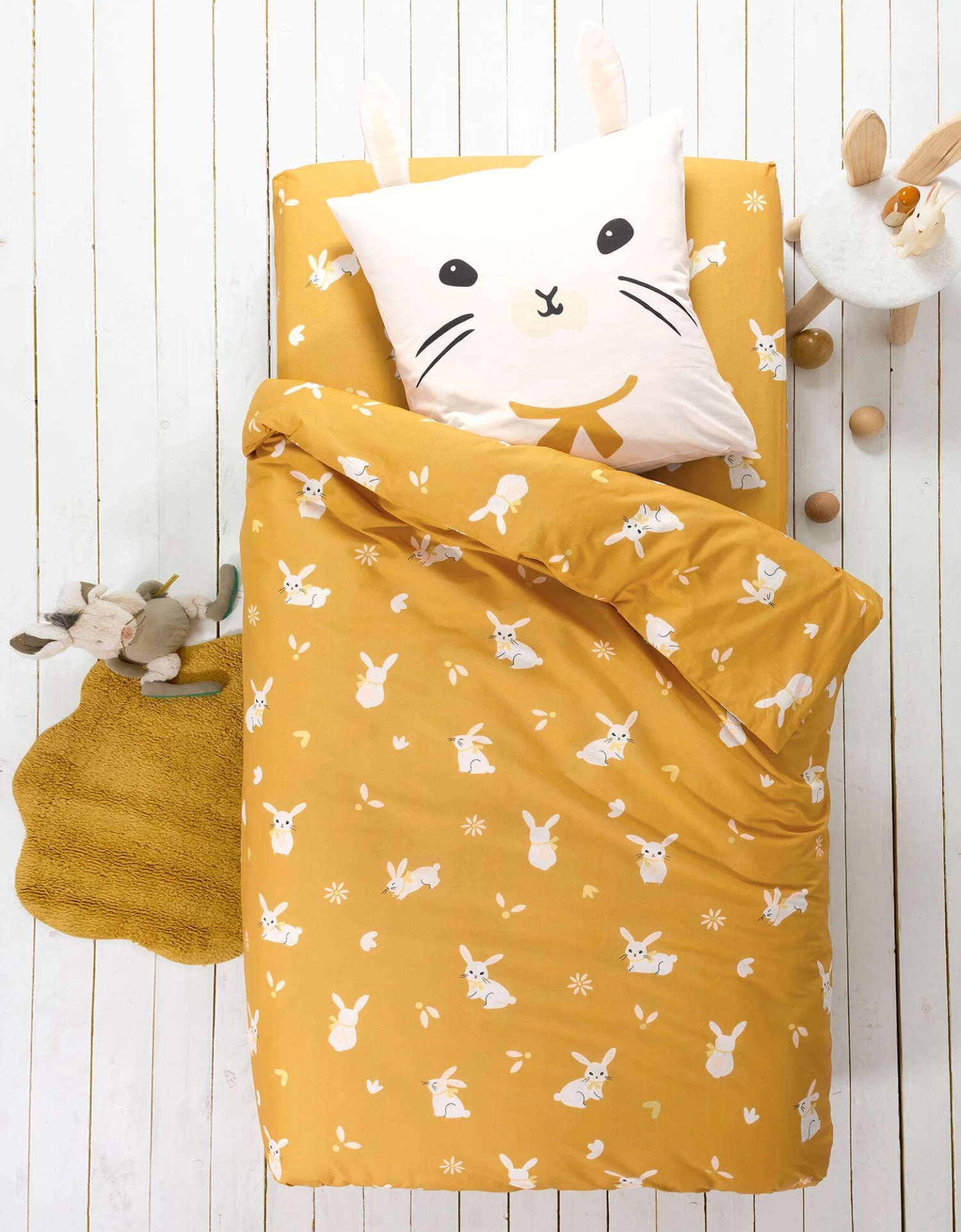 Linge De Lit Enfant Imprimé Lapinou 1 Personne - Coton Biologique