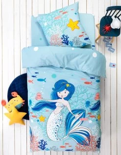 Linge De Lit Enfant à Motifs Sirènes Doris 1 Personne - Coton