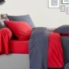 Linge De Lit Ecorce Viscose Coton - Coloris Gris/rouge