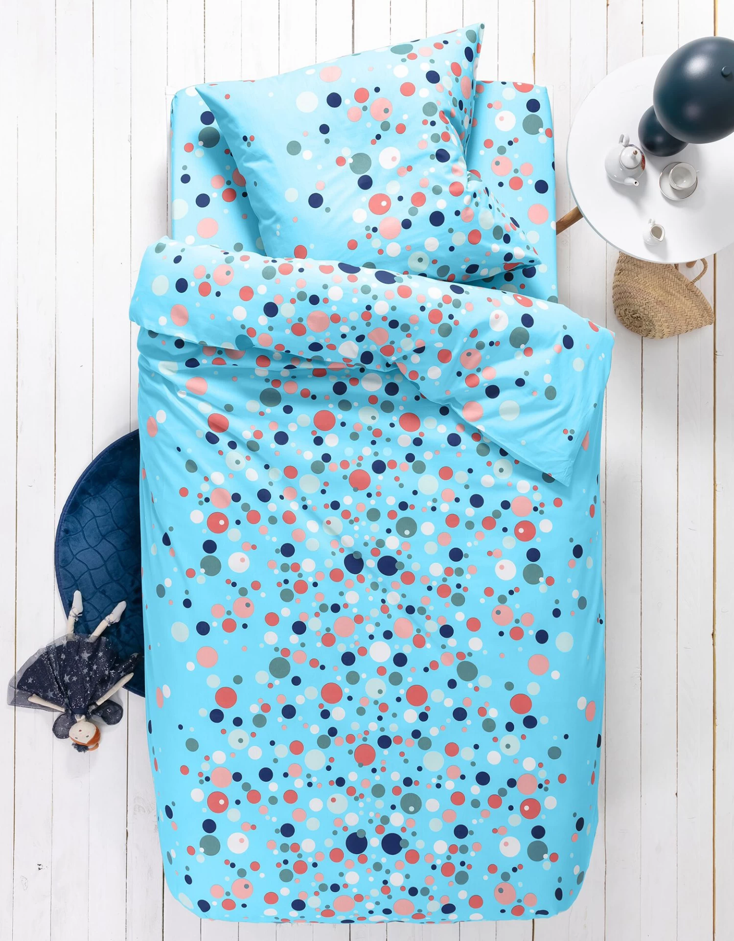 Linge De Lit Enfant Pétillant - Coton Imprimé Bulles Multicolores