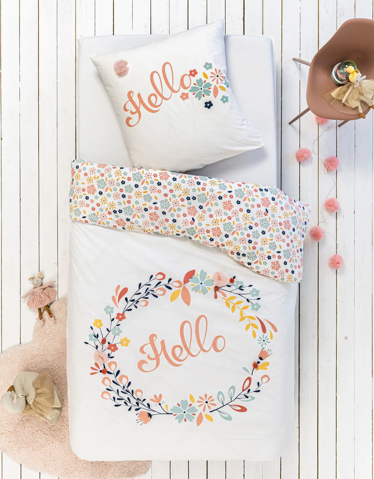 Parure De Lit Hello Fleurs Tulle - Coton