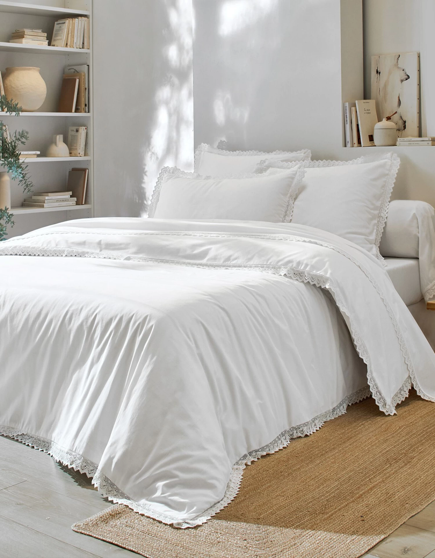 Linge De Lit Uni Dentelle Coton