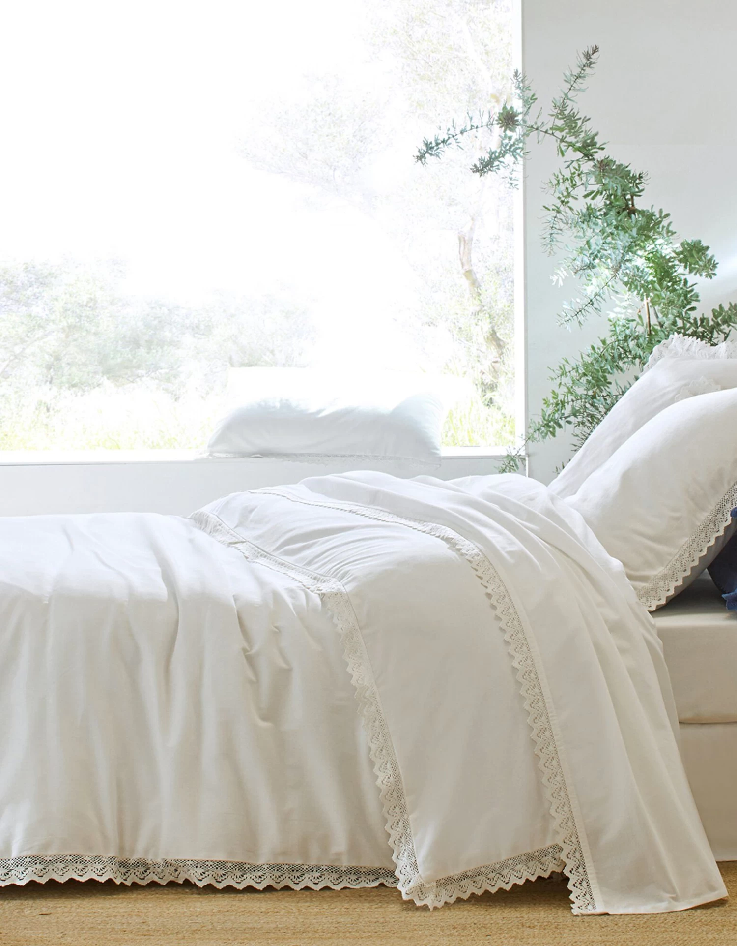 Linge De Lit Uni Dentelle Coton – Image 2