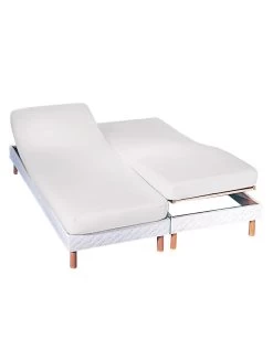 Drap-housse Uni Sommier Articulé Coton - Bonnets 26 Cm