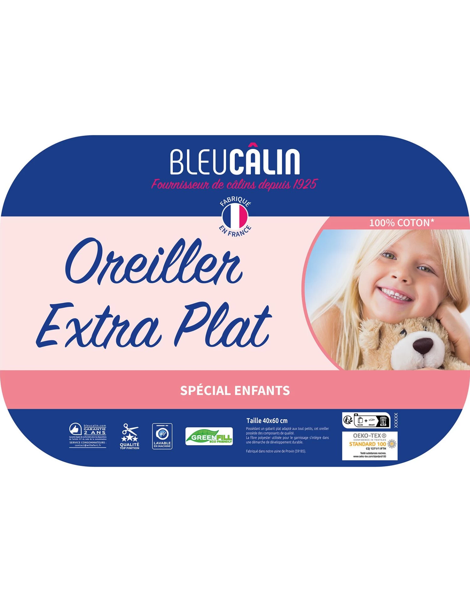 Oreiller Extra Plat Enfant Coton Biologique – Image 2