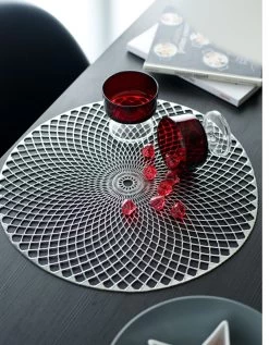 Set De Table Rond Feuillage Argenté - Lot De 4