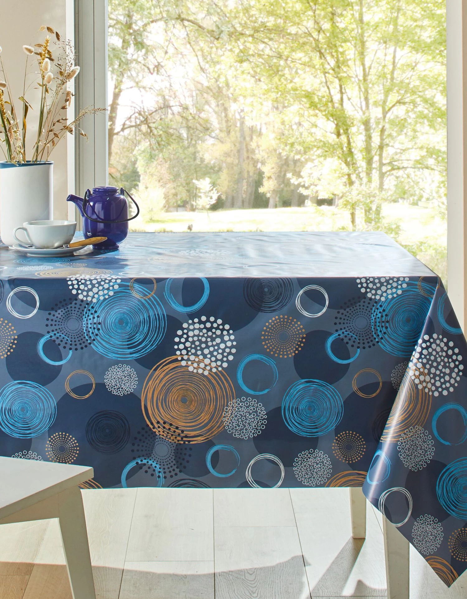 Nappe Toile Cirée Imprimé Cercles Graphiques