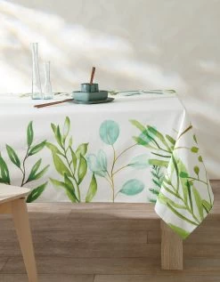 Nappe Fabriquée En France, Motif Frise Végétale Aquarelle - Coton Biologique(1)