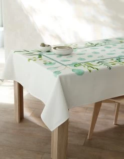 Nappe Fabriquée En France, Motif Végétal Aquarelle - Coton Biologique(1)
