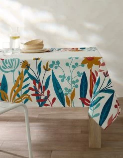 Nappe Fabriquée En France, Motif Frise Fleurs Spectaculaires - Coton Biologique(1)