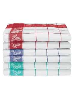 Torchons Pur Coton Carreaux Et Fruits - Lot De 6 Ou 12