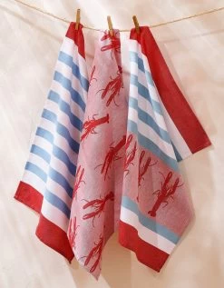 Torchon Motif Crustacés - Lot De 3