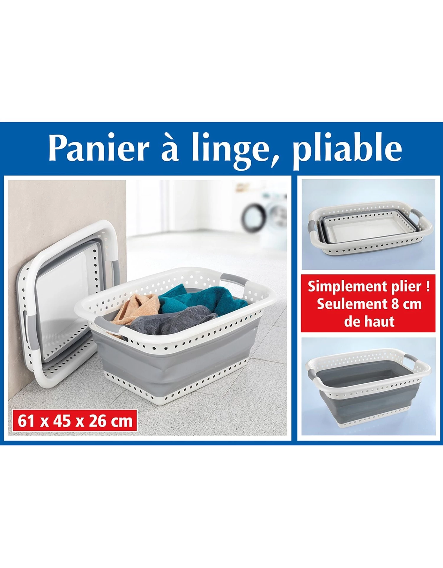 Panier à Linge Rectangulaire Pliable Gain De Place