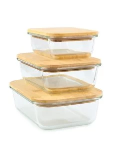 Plat Verre Couvercle Bambou