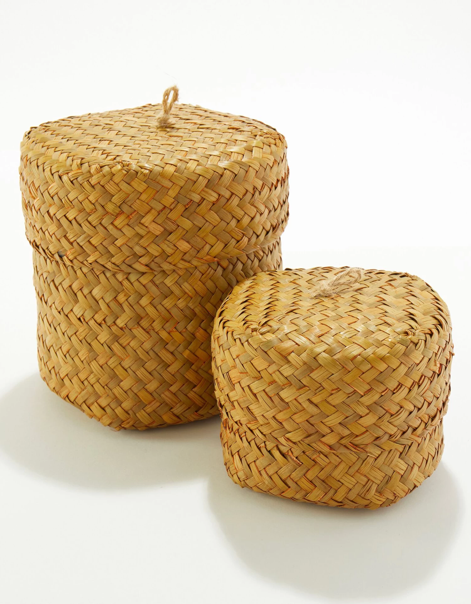 Panier Rond Tressé Avec Couvercle - Lot De 2 – Image 2