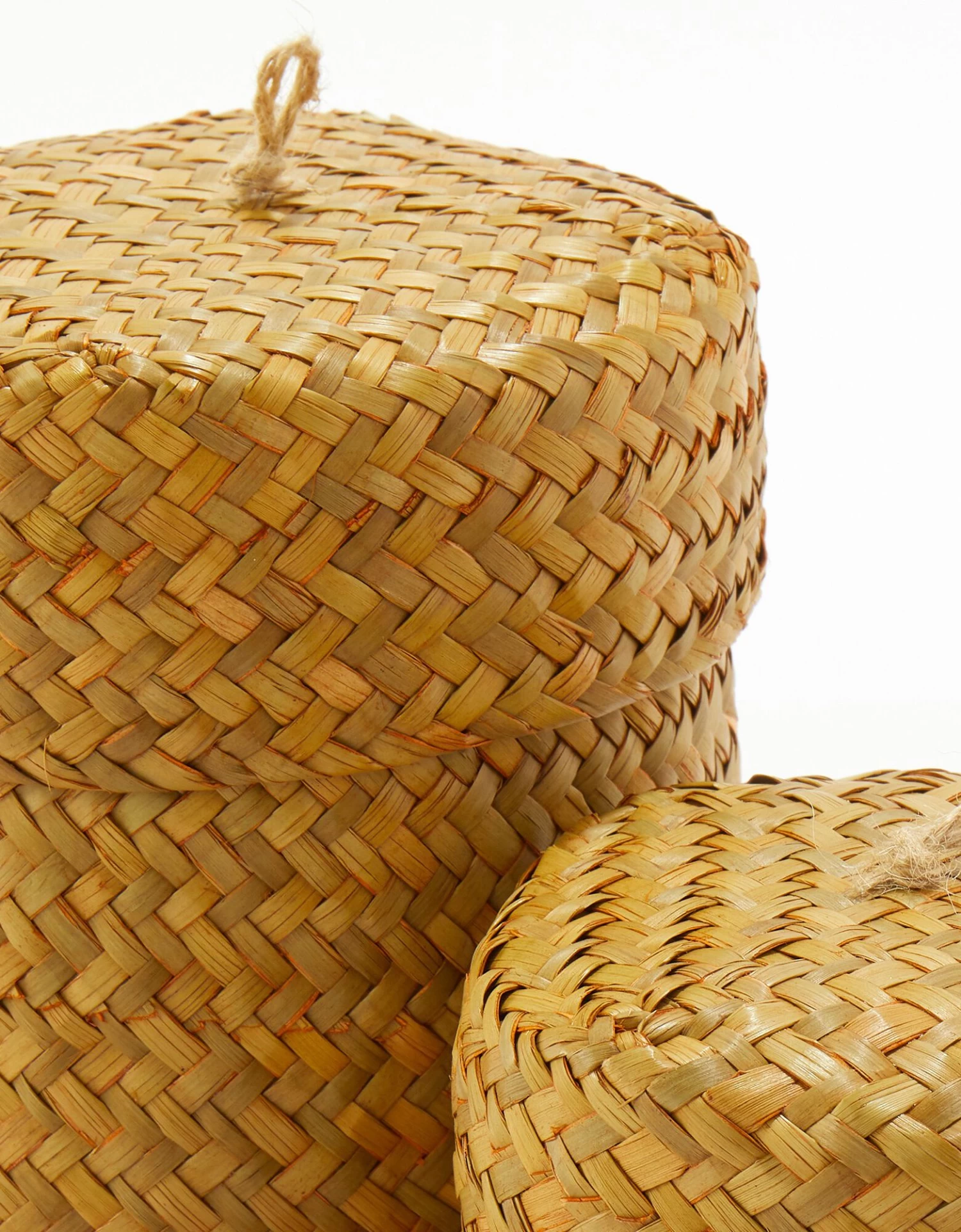 Panier Rond Tressé Avec Couvercle - Lot De 2 – Image 3