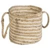 Panier De Rangement Zebu En Jute Rayé Blanc/naturel