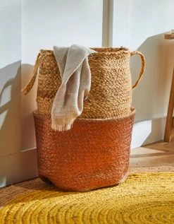 Panier Jute Tressé Naturel / Cuivre