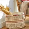 Panier Tissé Coton Blanc Cassé / Corail