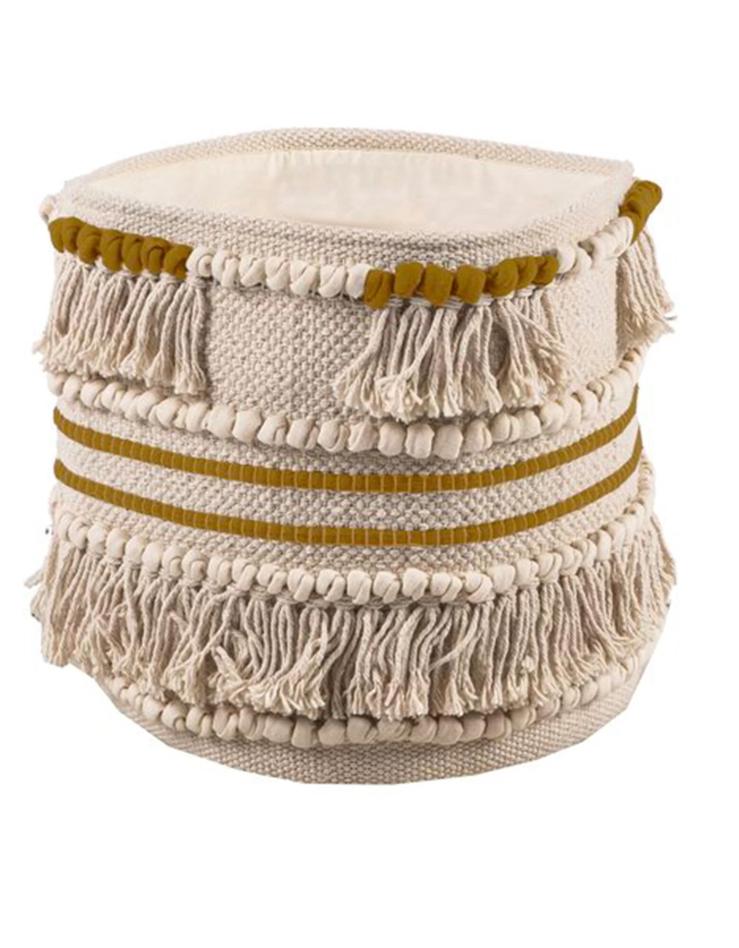 Panier Tissé Coton Blanc Cassé / Moutarde – Image 4