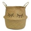 Panier De Rangement En Jonc De Mer Naturel Yeux Brodés