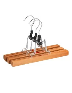 Lot De 3 Cintres Pour Pantalons En Bois Naturel