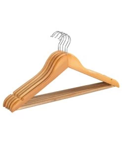 Lot De 5 Cintres Galbés En Bois Naturel