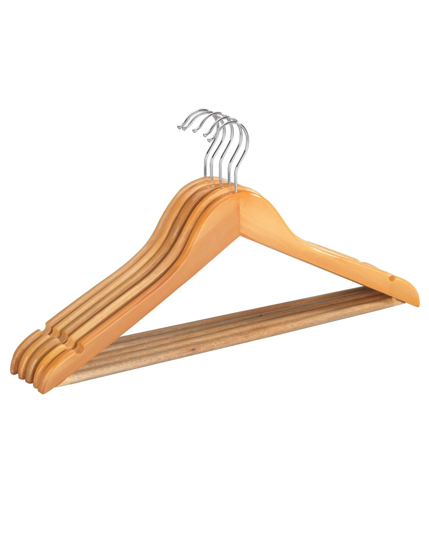 Lot De 5 Cintres Galbés En Bois Naturel