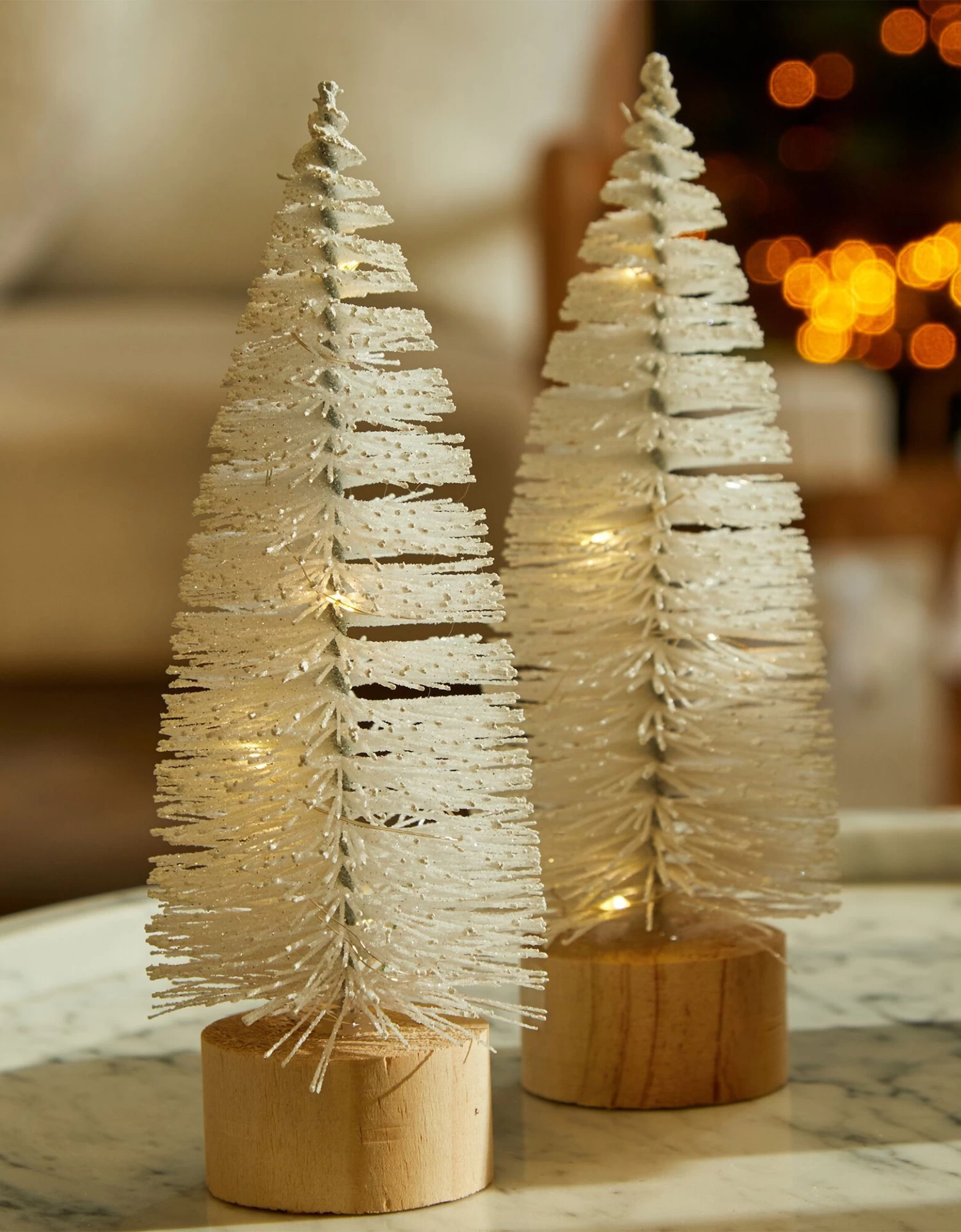 Lot De 2 Sapins Lumineux à Leds Blanc