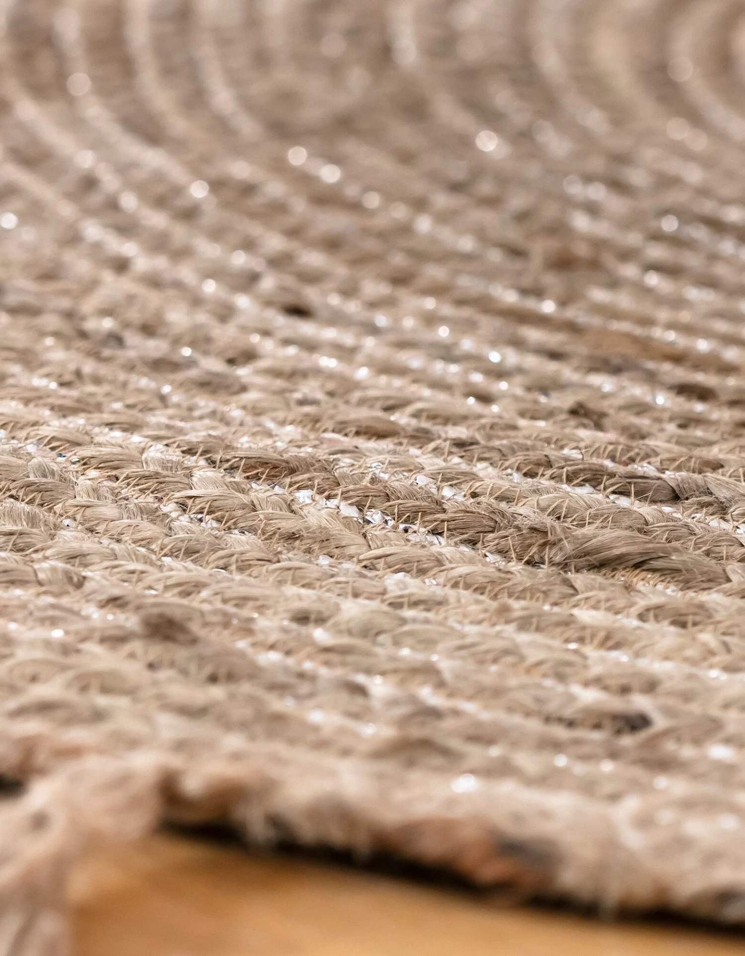 Tapis Rond En Jute Avec Fil Scintillant Et Pompons – Image 3