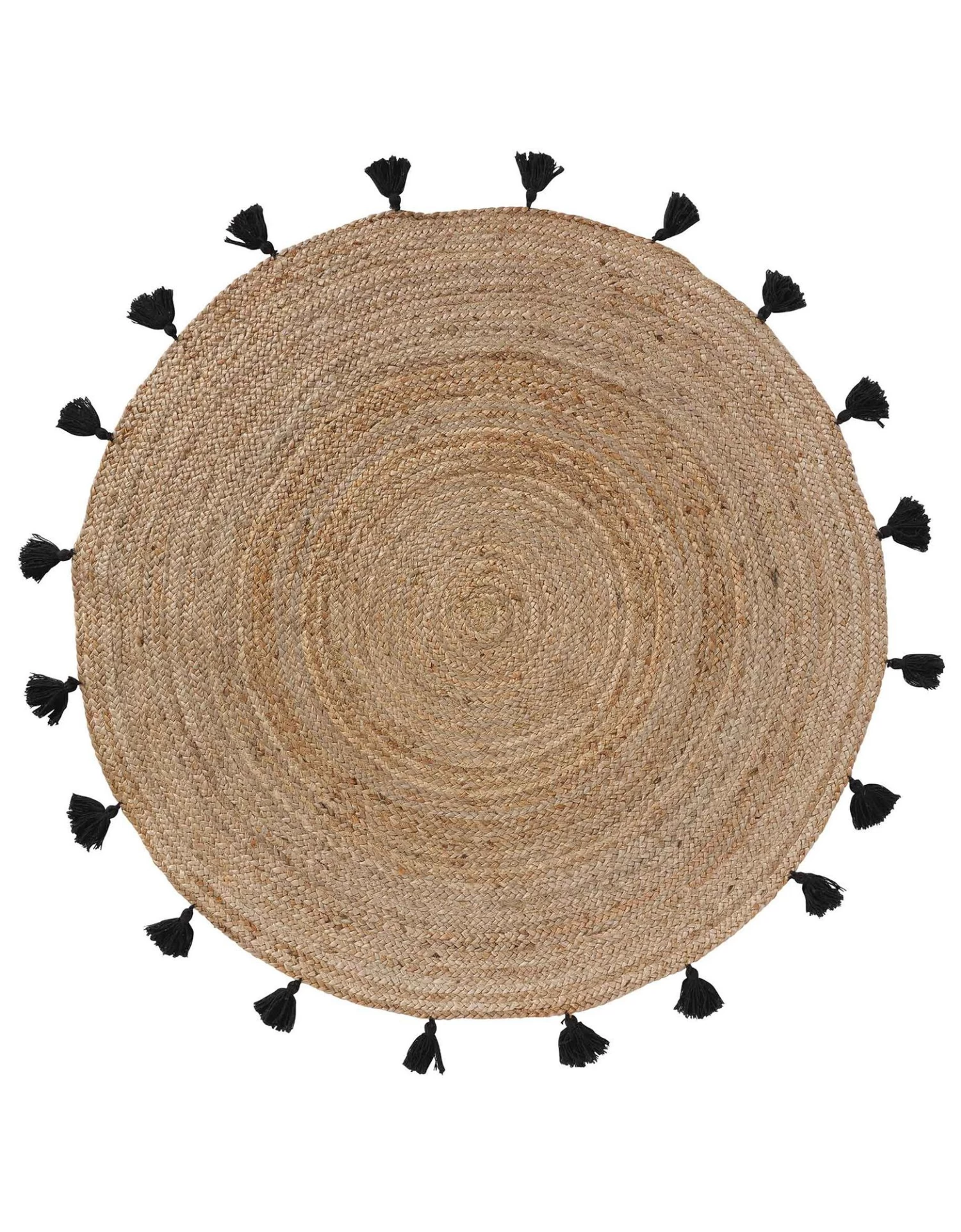 Tapis Rond En Jute Avec Pompons De Couleur – Image 4