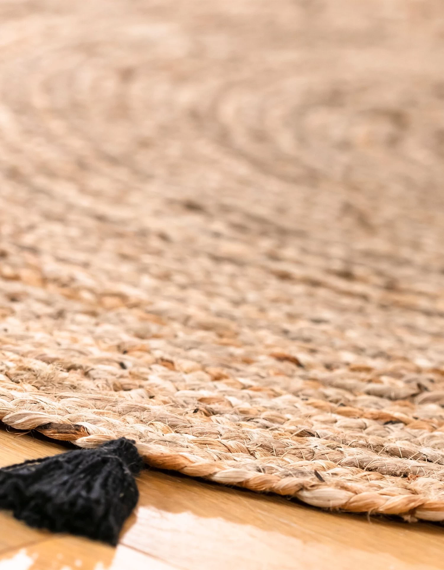 Tapis Rond En Jute Avec Pompons De Couleur – Image 5