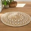 Tapis Rond En Jute Imprimé Blanc
