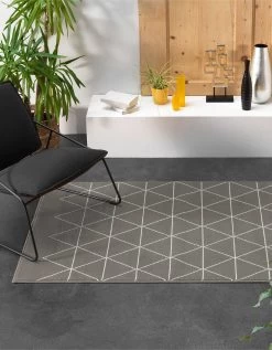 Tapis Rectangulaire Motif Géométrique Gris
