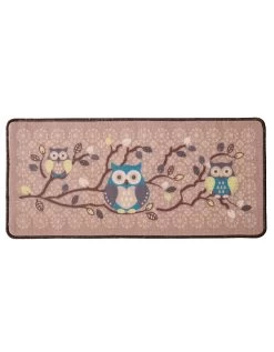 Tapis Cuisine Beige Imprimé Chouettes