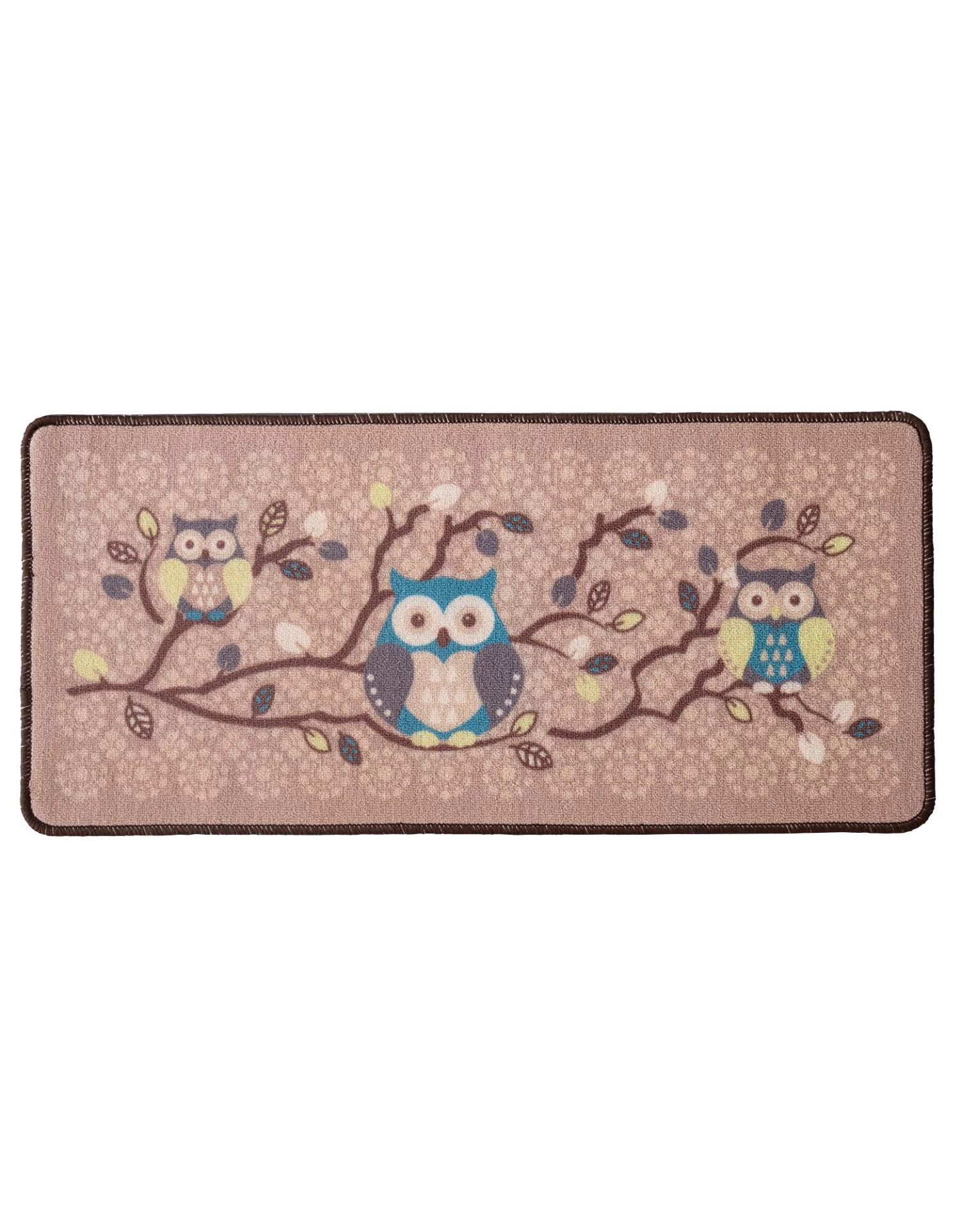 Tapis Cuisine Beige Imprimé Chouettes