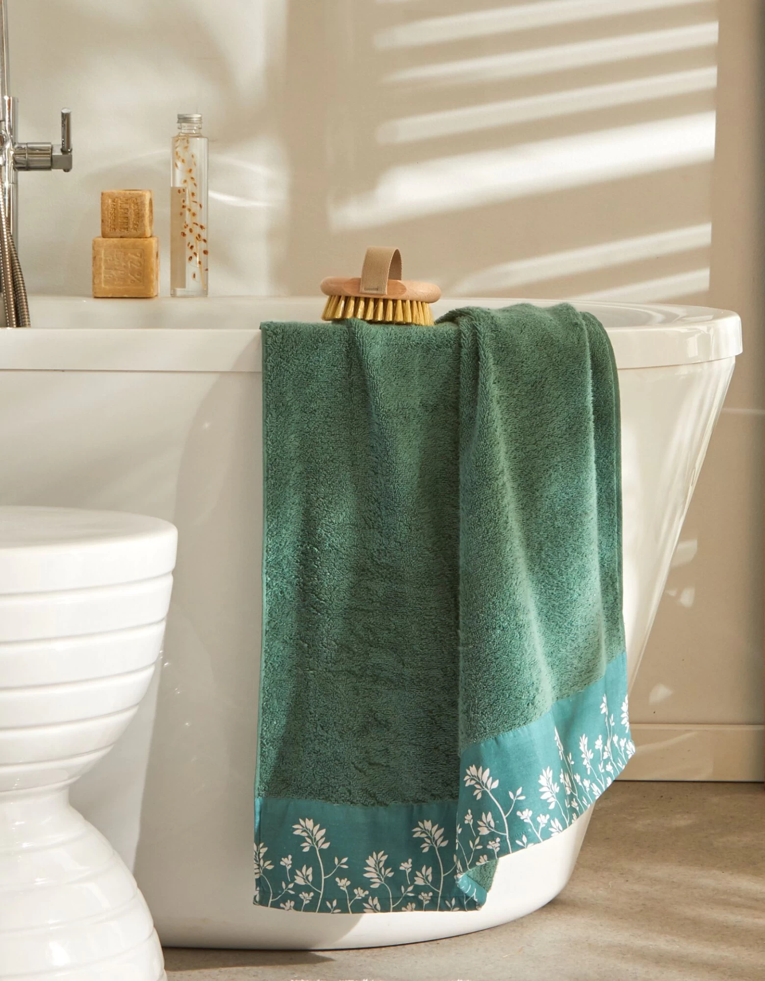 Éponge Coton Bouclette 420 G/m2 Liteau Motif Floral