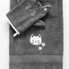Collection éponge Enfant Brodée Chat Coton - 380 G/m2
