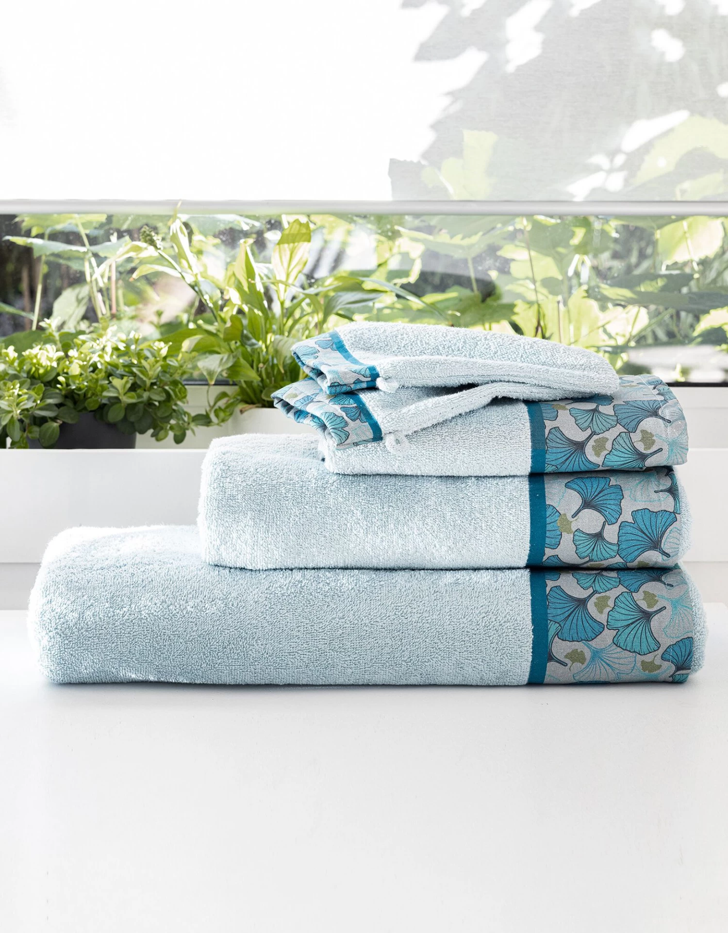 Éponge Bouclette 420 G/m² Liteau Feuilles Ginkgo