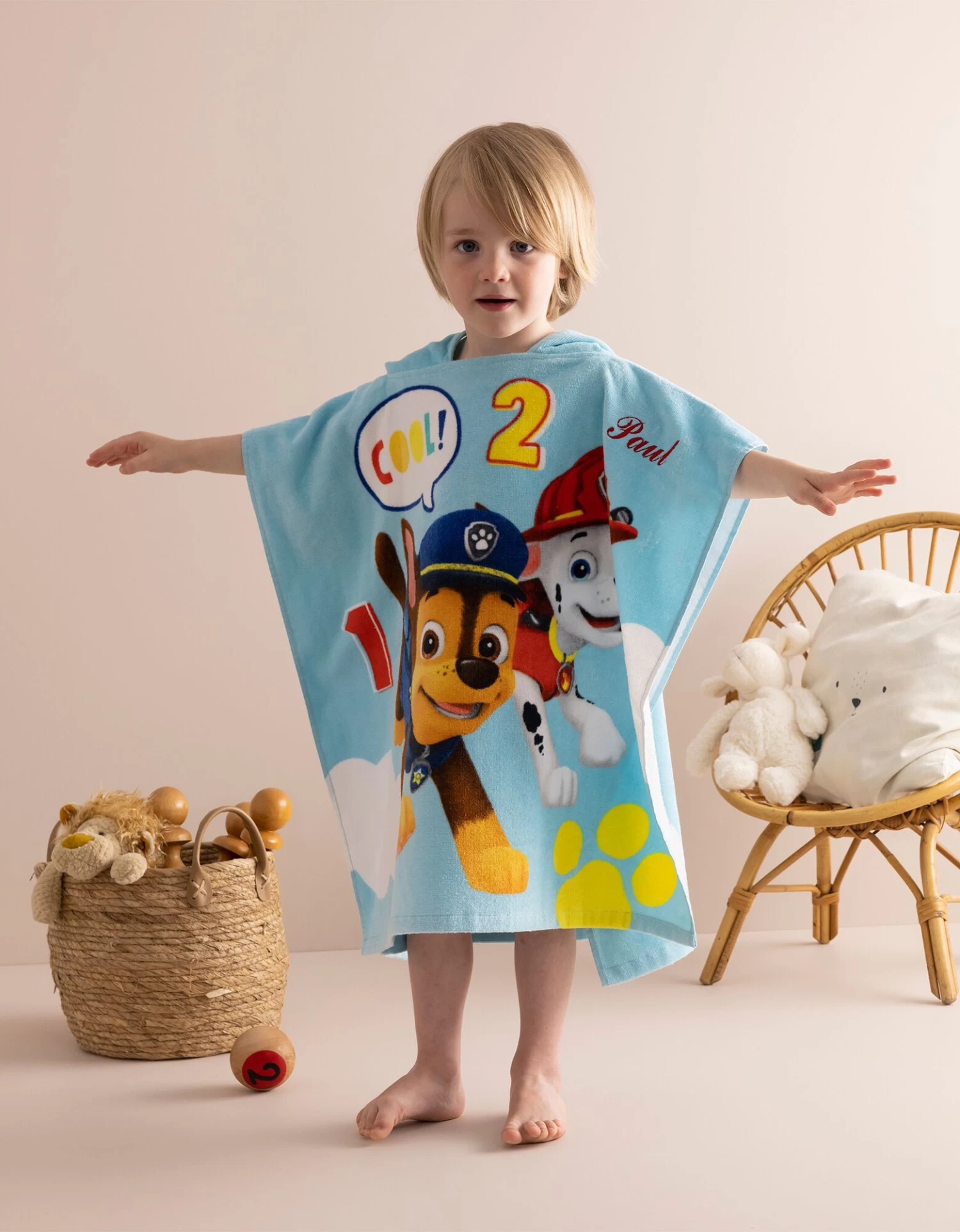Poncho De Bain Enfant Pat Patrouille® à Capuche Personnalisable – Image 3