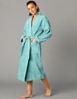 Peignoir Mixte Adulte Col Kimono éponge Bouclette