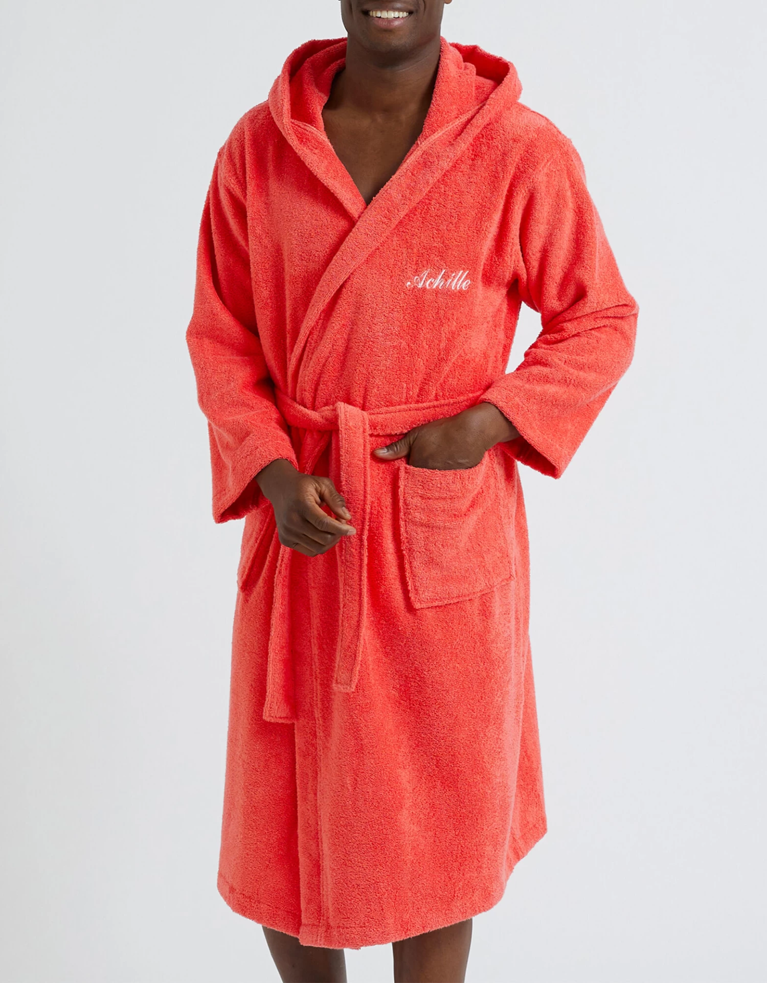 Peignoir Mixte Adulte Col Capuche éponge Bouclette Personnalisable – Image 2