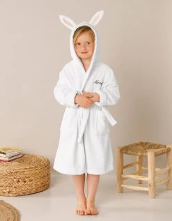 Peignoir De Bain Enfant Personnalisable Lapin à Capuche