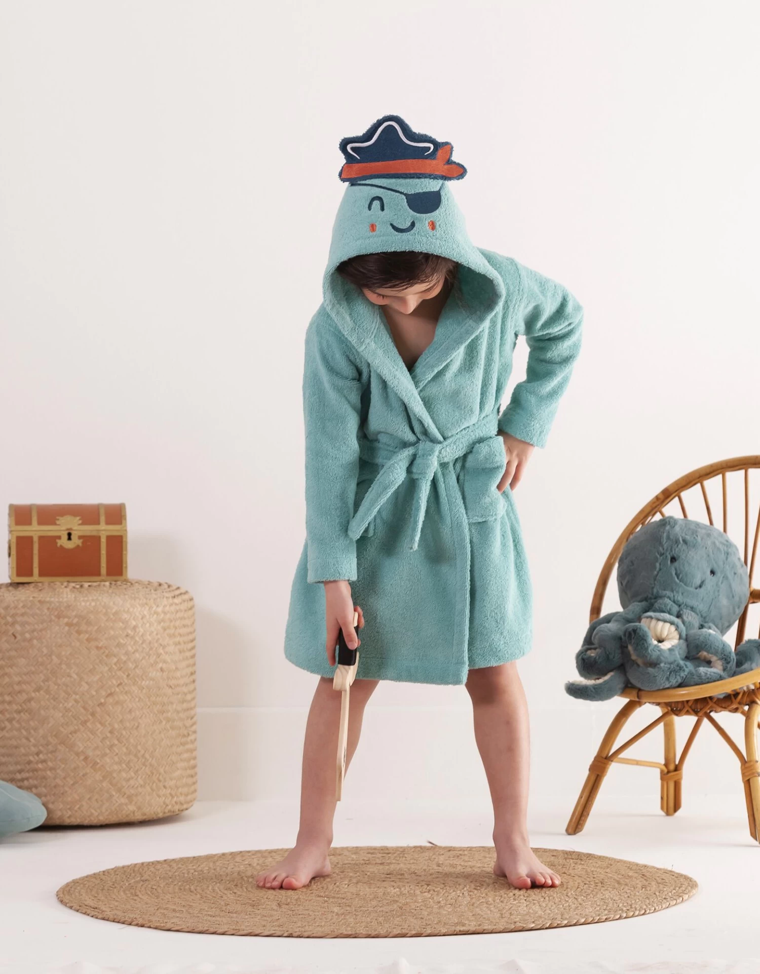 Peignoir De Bain Enfant Pirate éponge Coton - 380g/m2