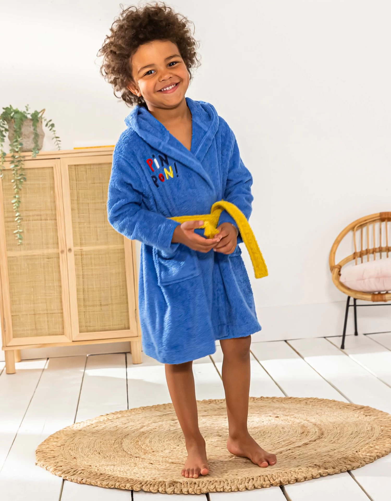 Peignoir De Bain Enfant Pin-pon à Capuche éponge Coton - 380g/m2 – Image 3